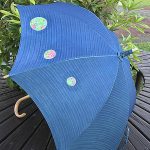 たで藍葉仕立ての藍と紅型の日傘新作
